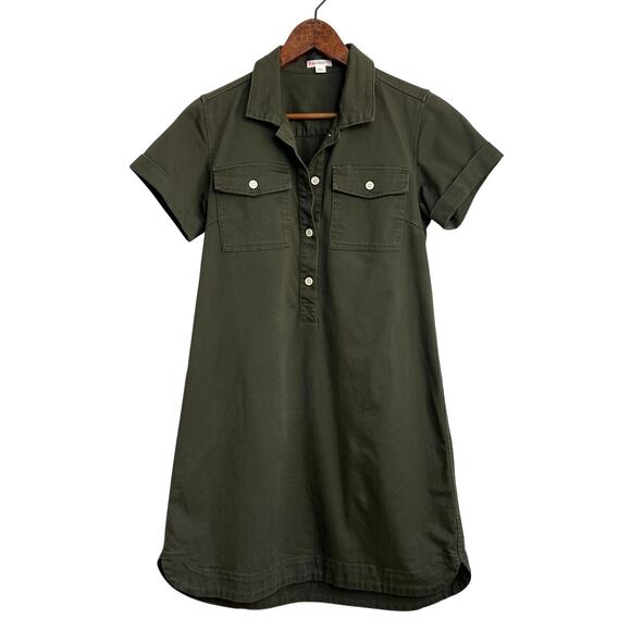 JCrew Crewcuts Kids Girls Short Sleeve Twill Cadet Field Dress in Green 14 - Picture 1 of 11